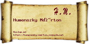 Humenszky Márton névjegykártya