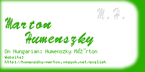 marton humenszky business card